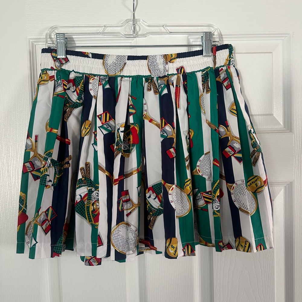 Liz Claiborne Multicolor Striped and Tennis Skater Skirt